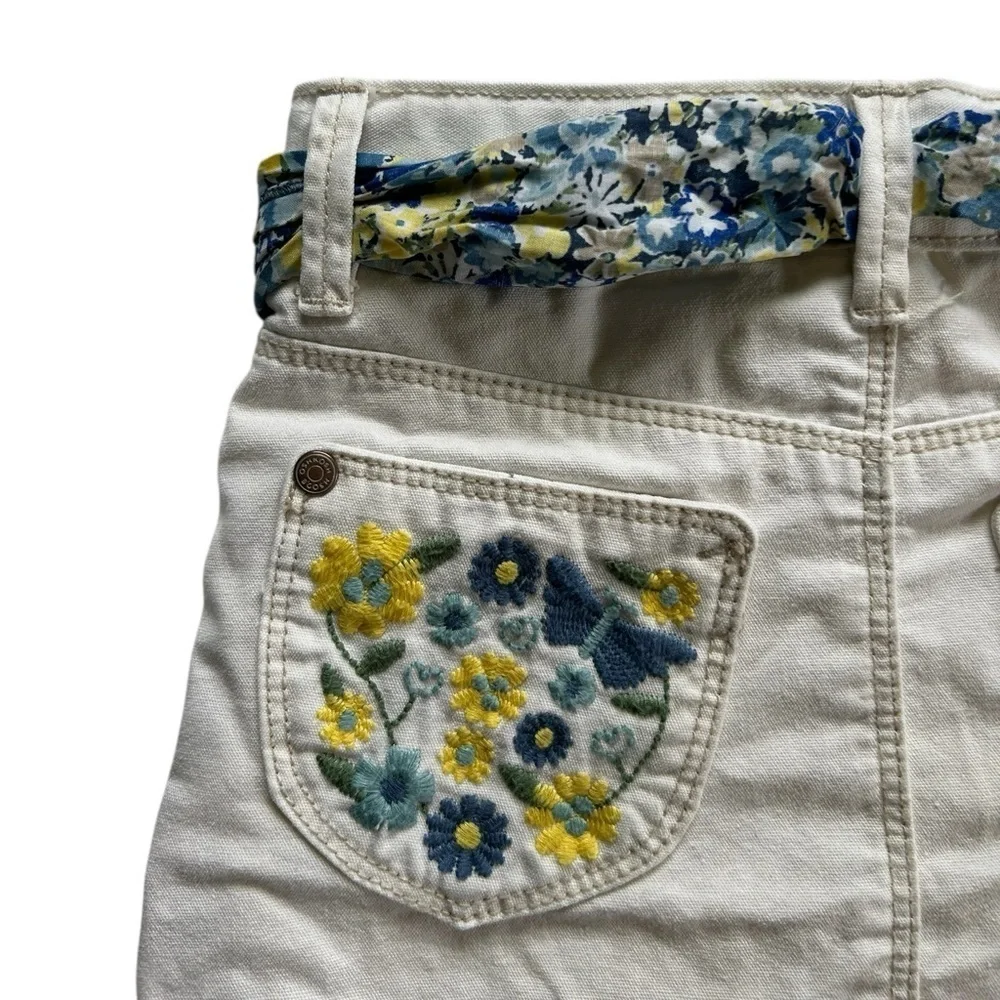 Y2K Vintage Oshkosh Bigosh Off White Sash Tie Jean Skort Size Girls 5